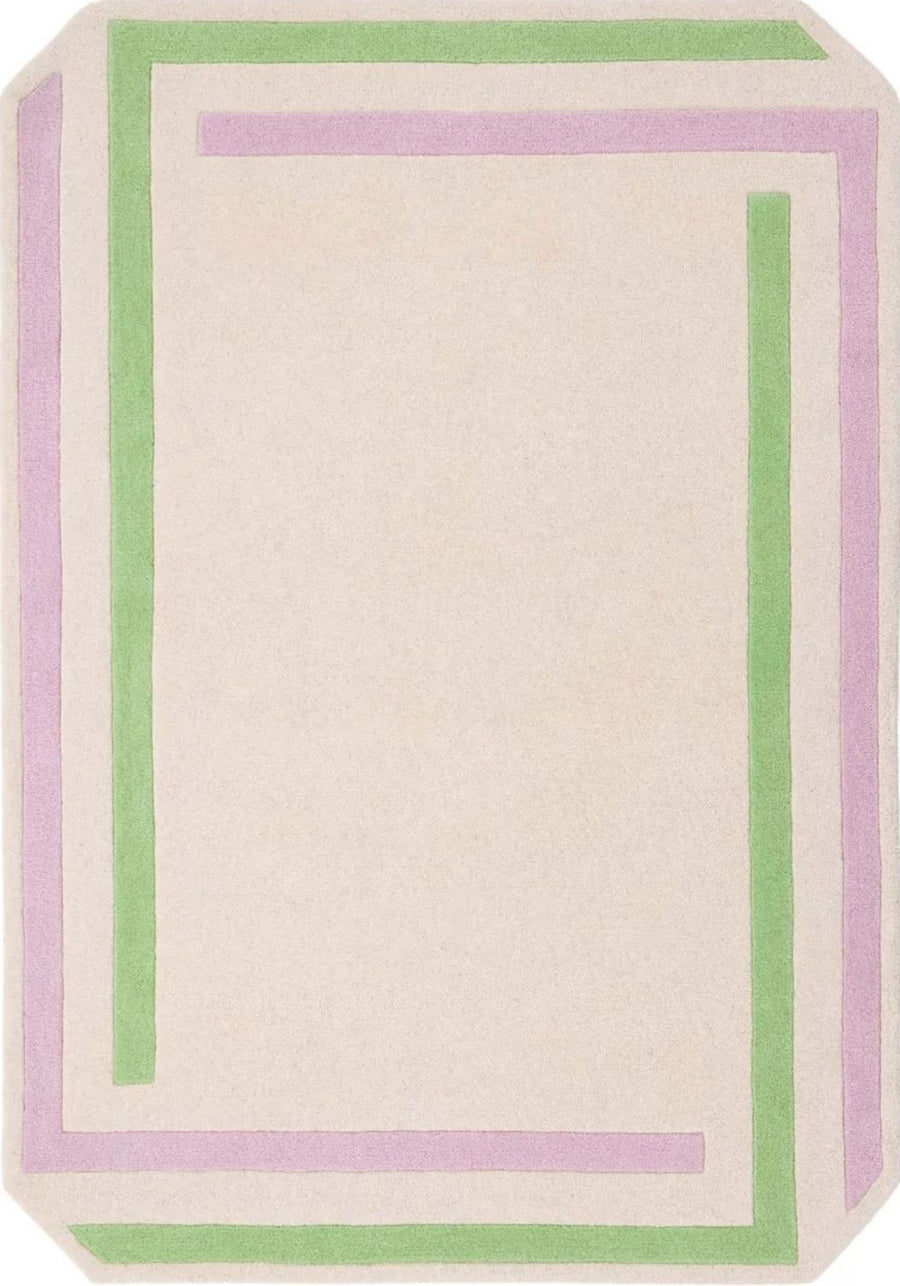 Wool Contour Bordered Rug Lavender/Green