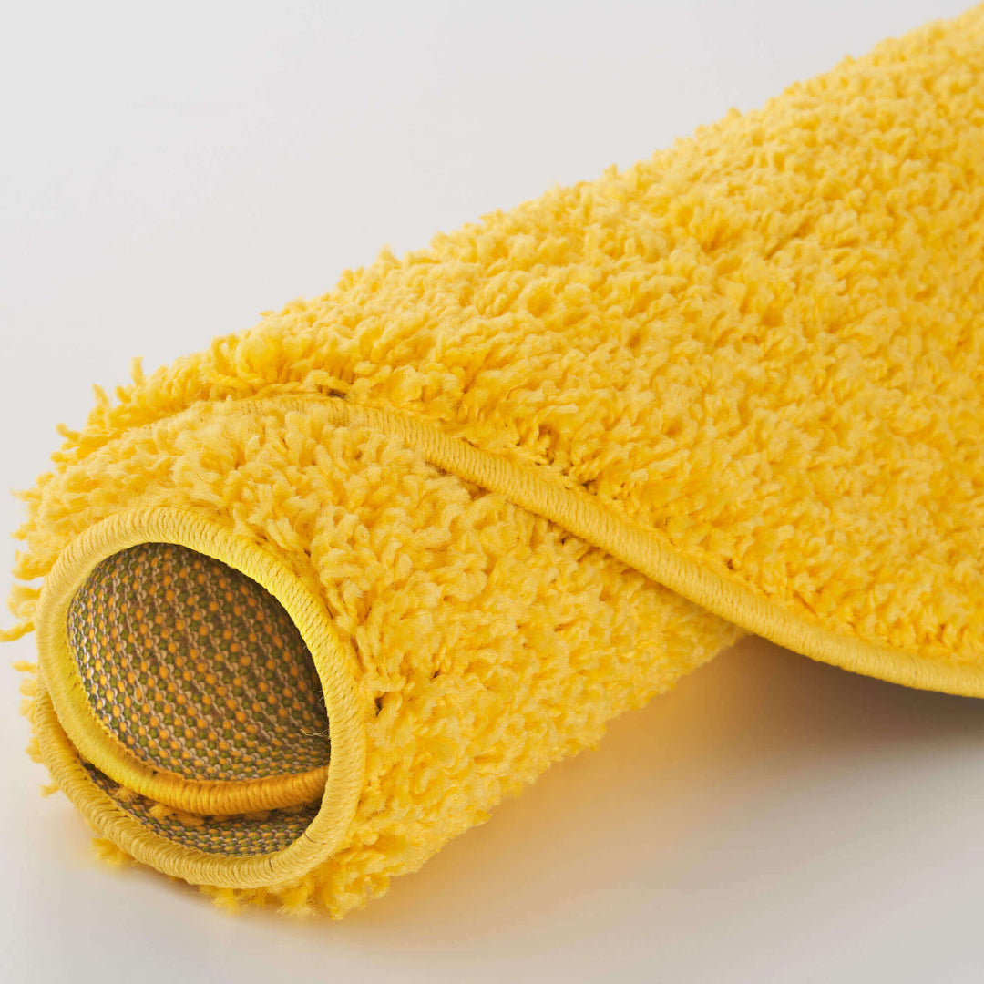 Premium Shaggy Rug Plain Yellow Rectangle Shape | The Rugs