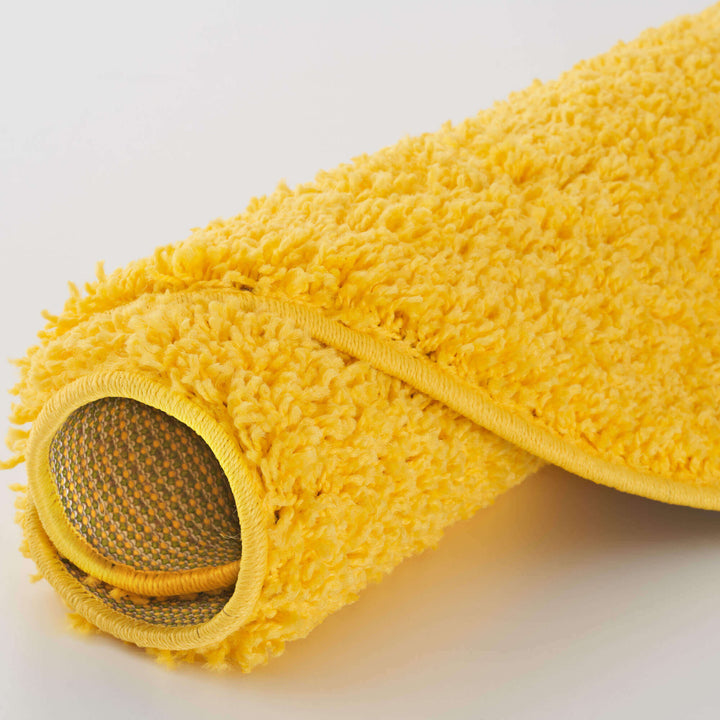Premium Shaggy Rug Plain Yellow Rectangle Shape | The Rugs