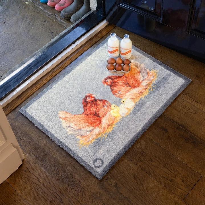 View hens mat teal washable, ultra-absorbent, non-slip.