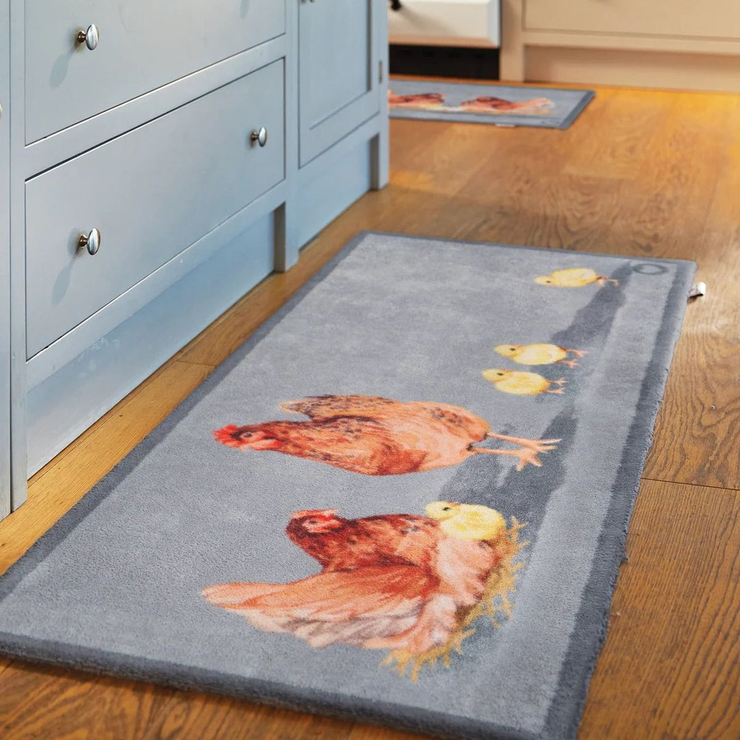 View hens mat teal washable, ultra-absorbent, non-slip.