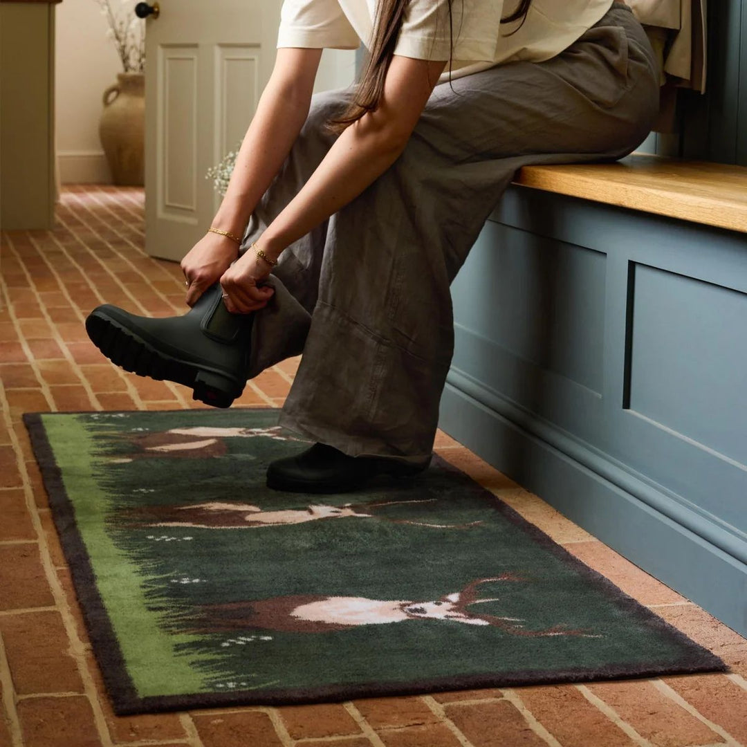 View deer mat teal washable, ultra-absorbent, non-slip.