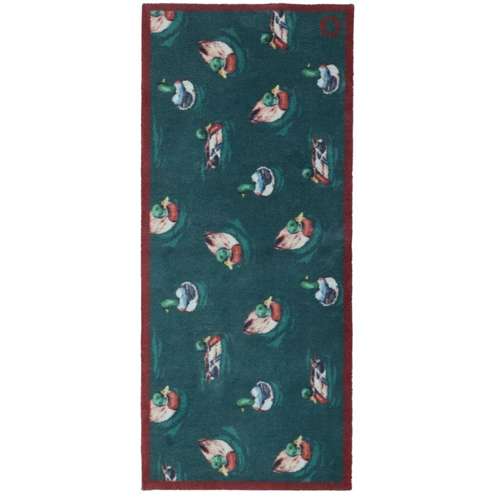 Swimming Ducks mat teal washable, ultra-absorbent, non-slip.
