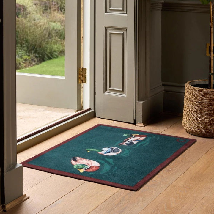 Swimming Ducks mat teal washable, ultra-absorbent, non-slip.