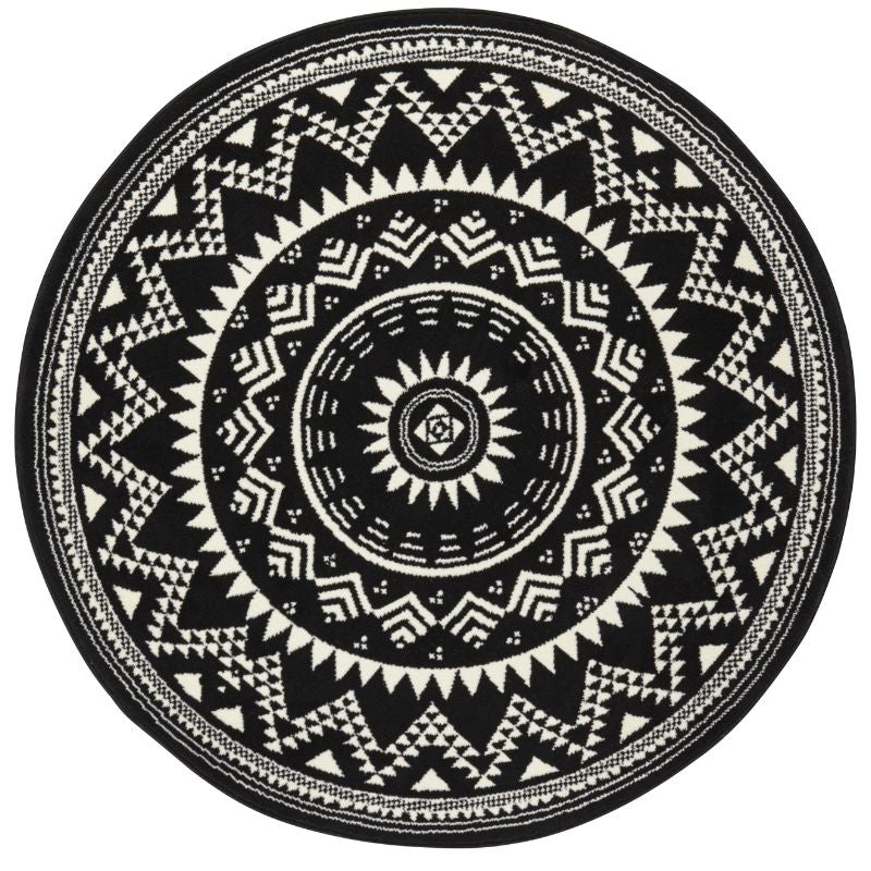 Round Mandala Rug – Soft Velour Design