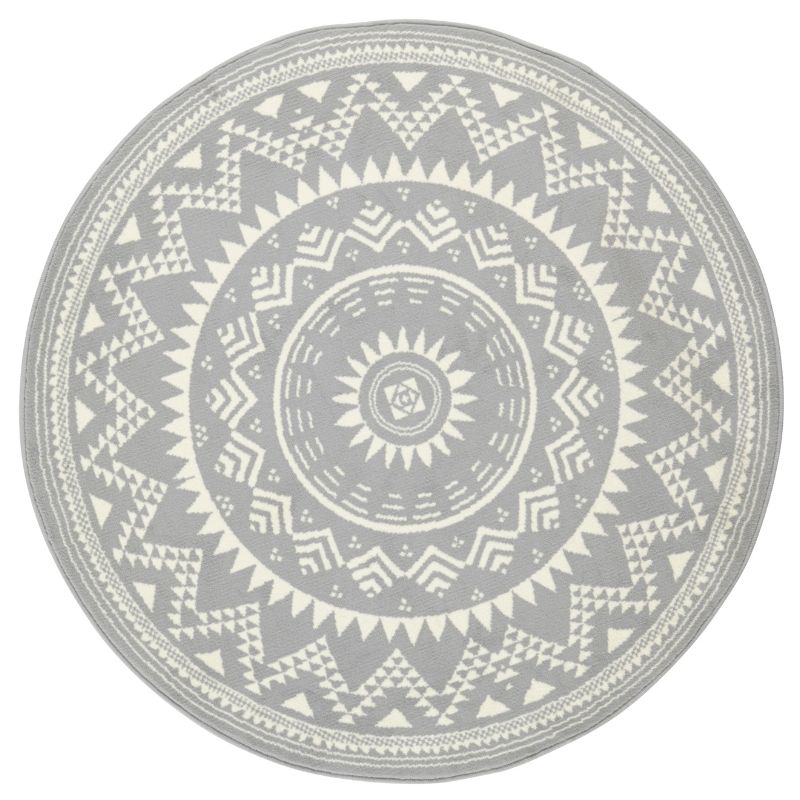 Round Mandala Rug – Soft Velour Design