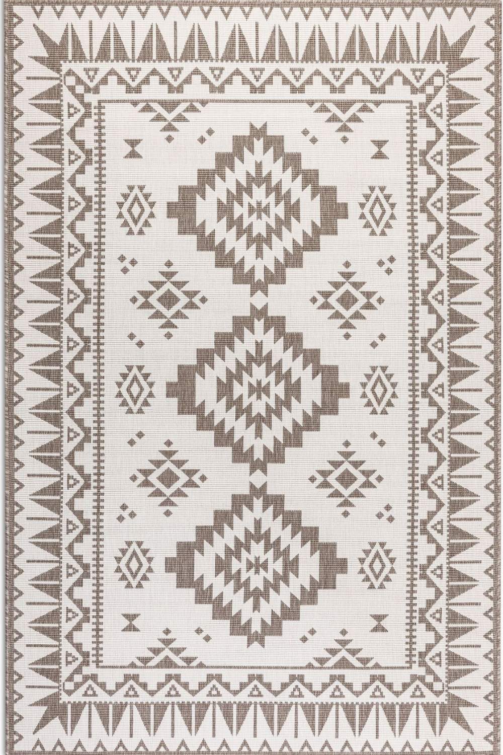 Beige White outdoor rug, reversible, easy care, durable material rug