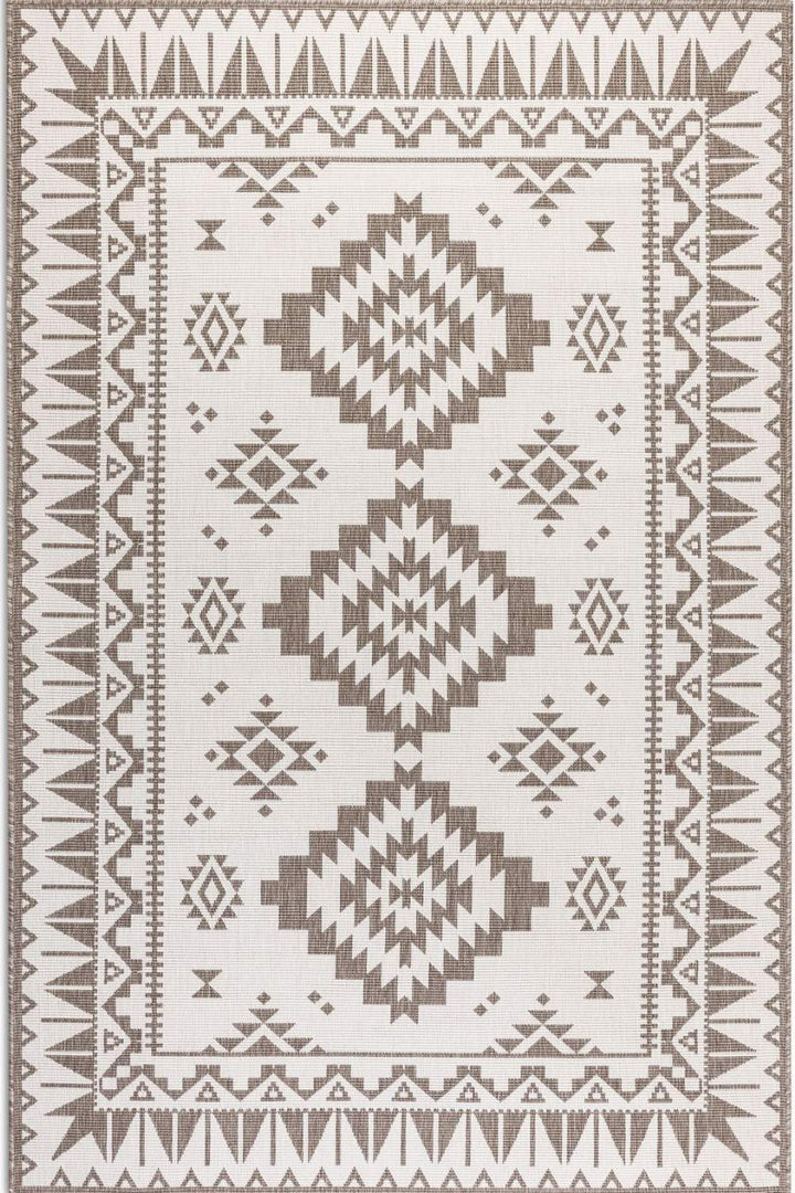 Beige White outdoor rug, reversible, easy care, durable material rug