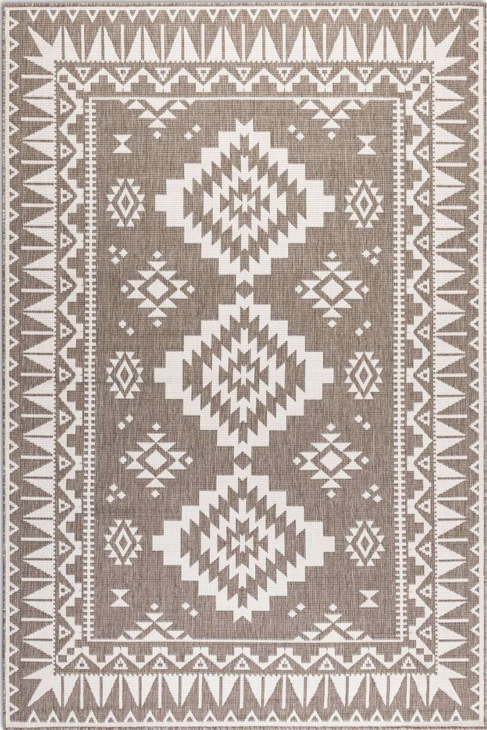 Beige White outdoor rug, reversible, easy care, durable material rug