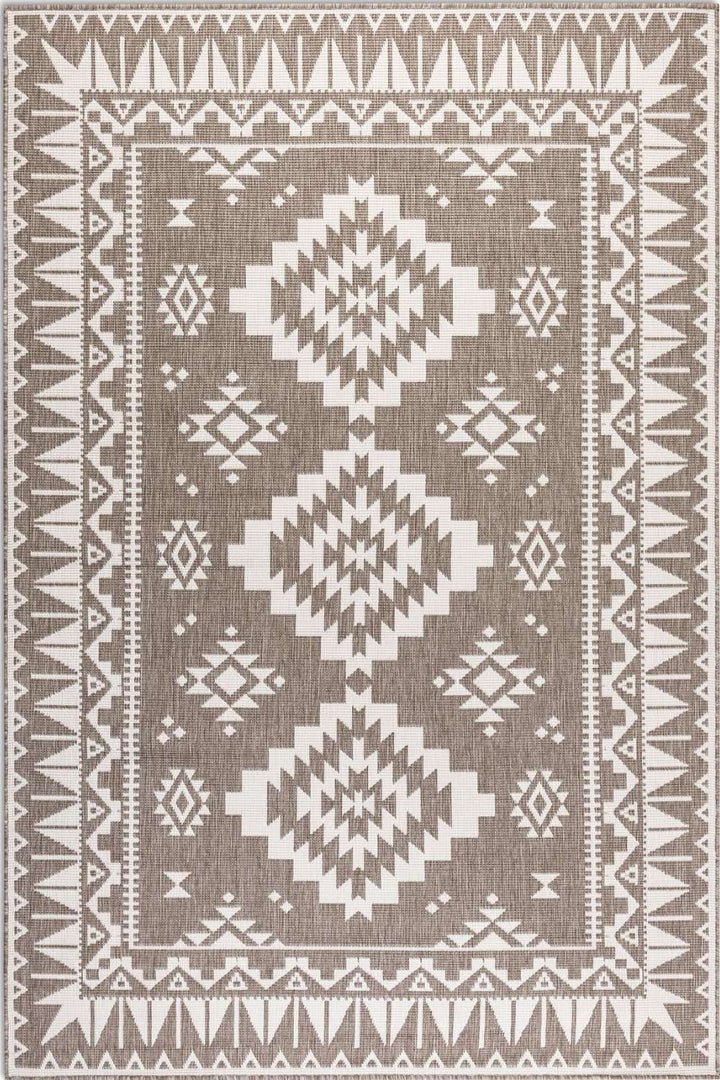 Beige White outdoor rug, reversible, easy care, durable material rug