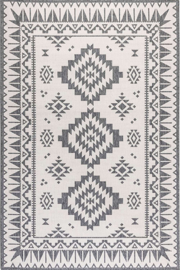 Grey White outdoor rug, reversible, easy care, durable material rug