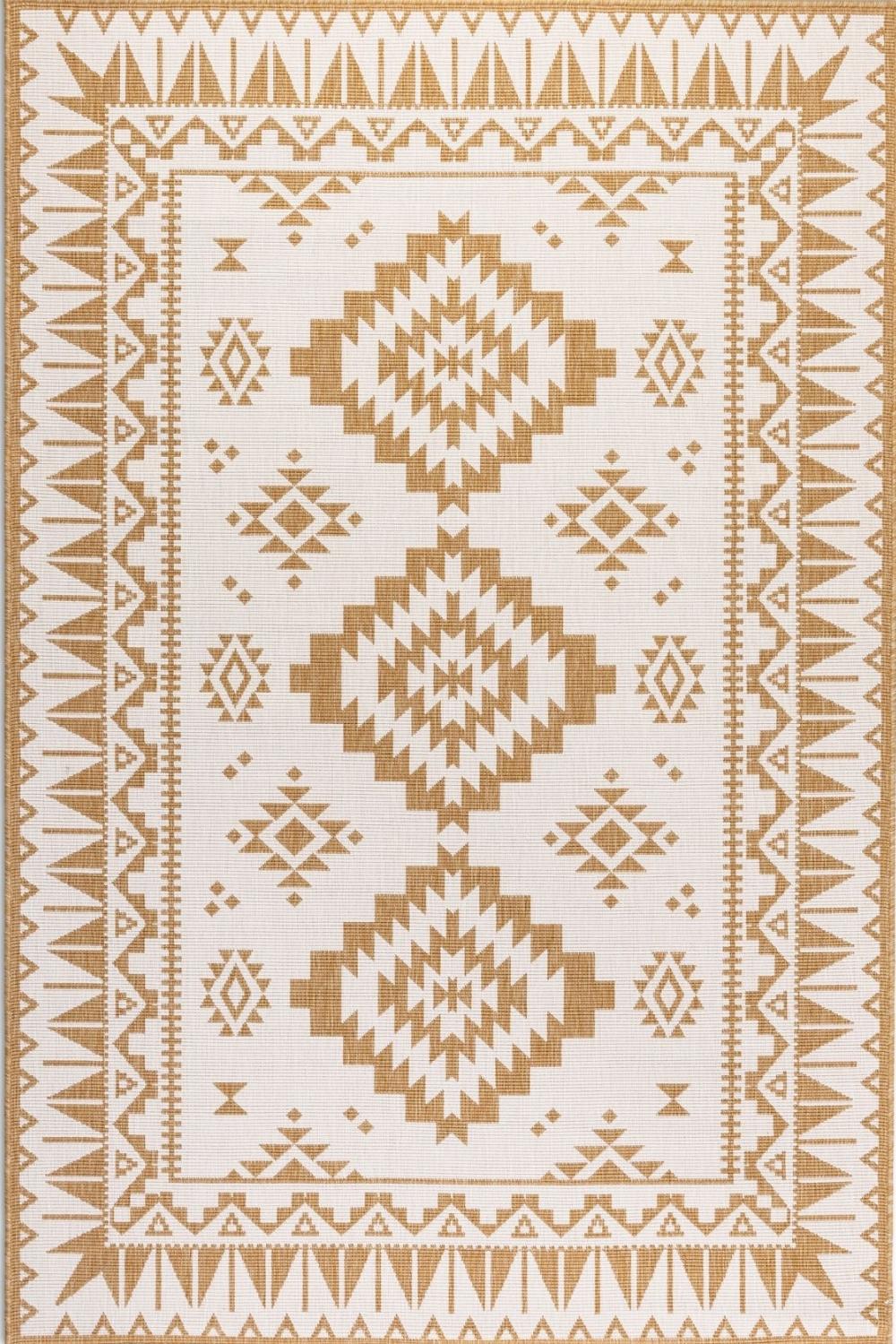 Grey White outdoor rug, reversible, easy care, durable material rug