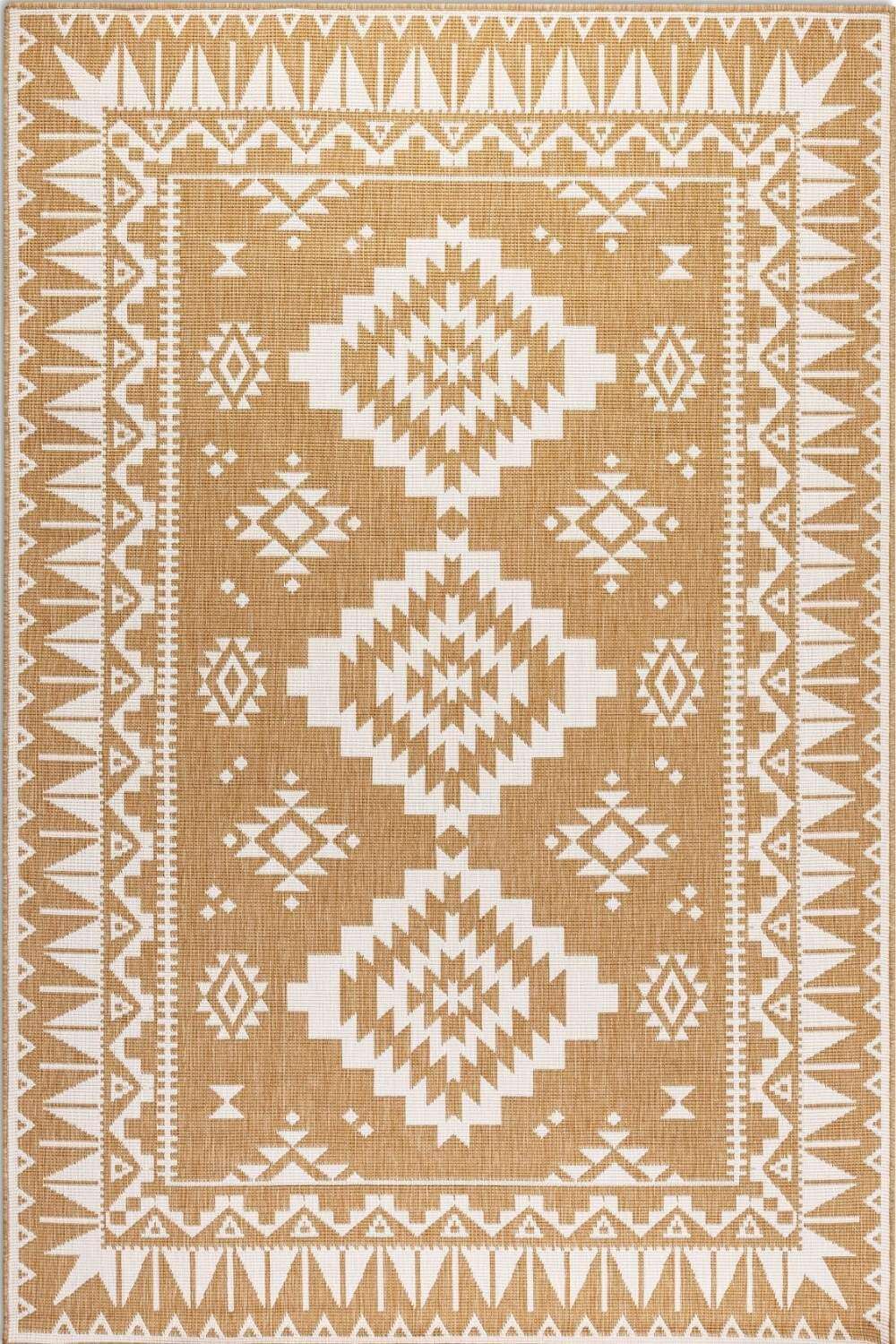 Grey White outdoor rug, reversible, easy care, durable material rug