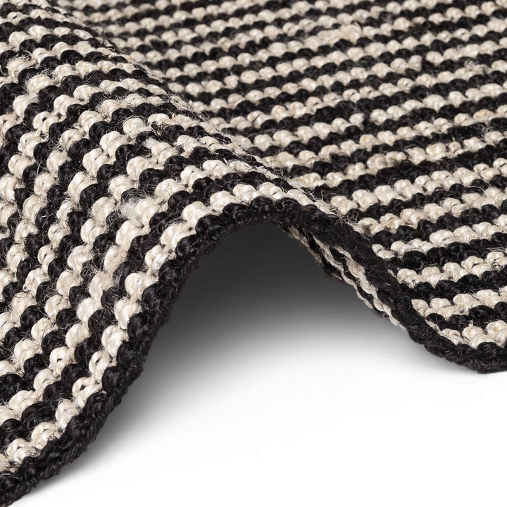 Close-up of a black and white striped fabric texture