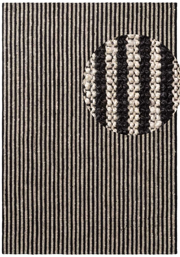 Textile patch with a circular design featuring three horizontal stripes on a striped background