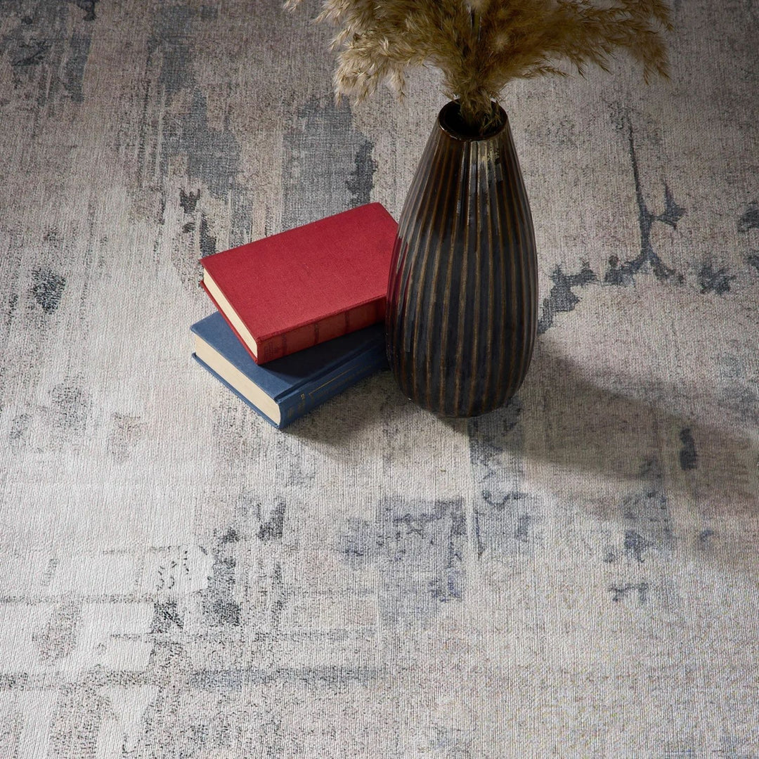 Eco-Washable Grey Rug Abstract Design