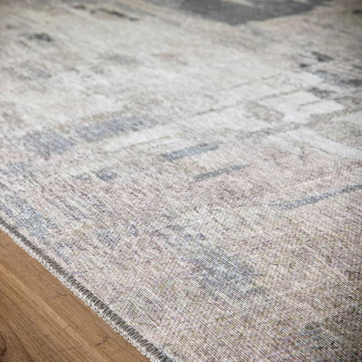 Eco-Washable Grey Rug Abstract Design