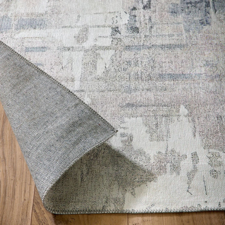 Eco-Washable Grey Rug Abstract Design