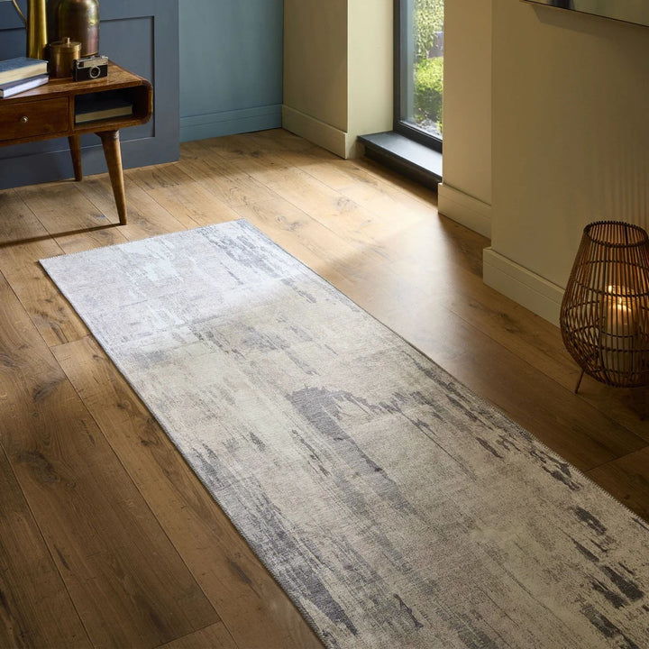 Eco-Washable Grey Rug Abstract Design