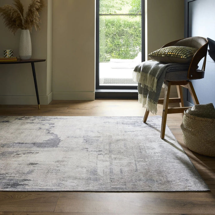 Eco-Washable Grey Rug Abstract Design
