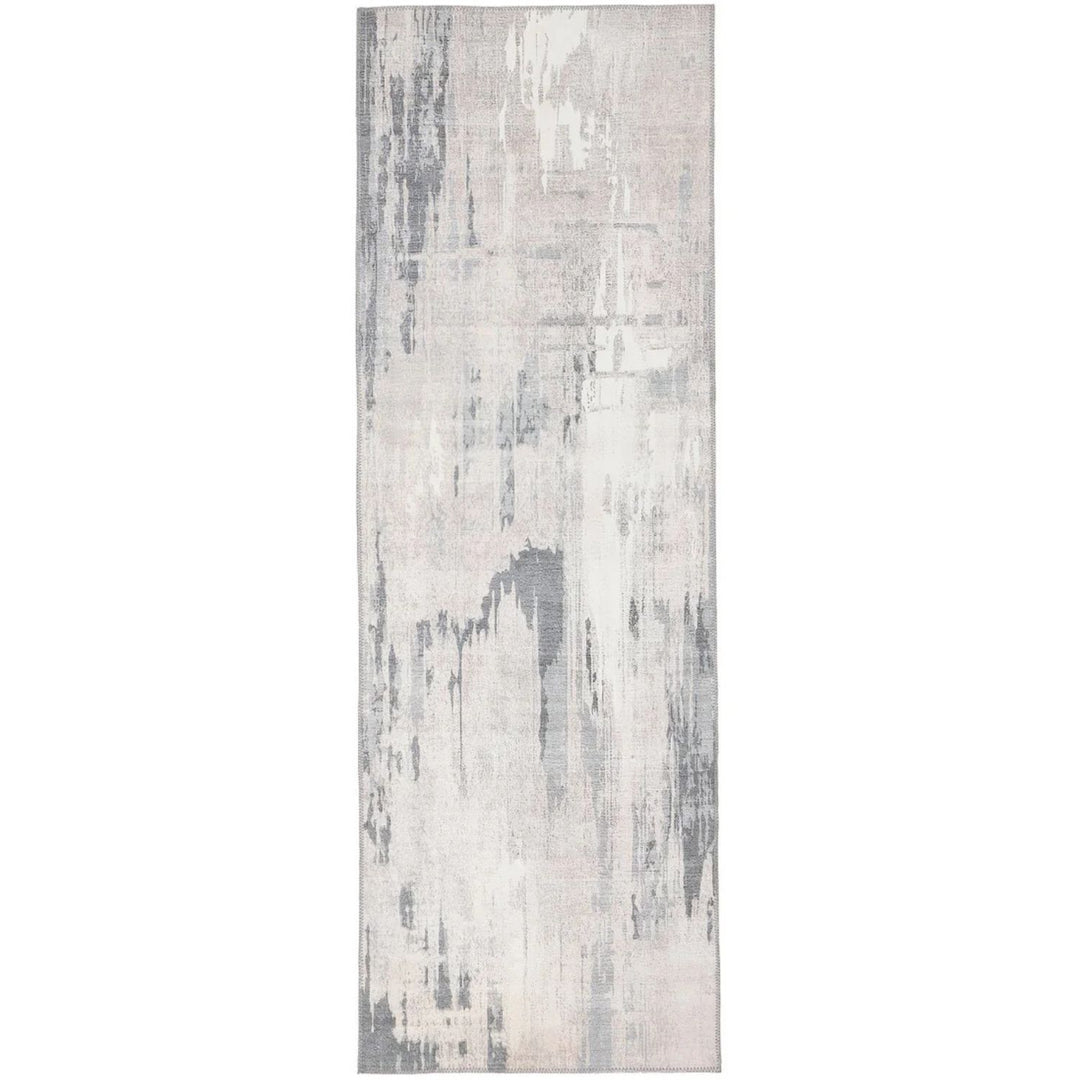 Eco-Washable Grey Rug Abstract Design