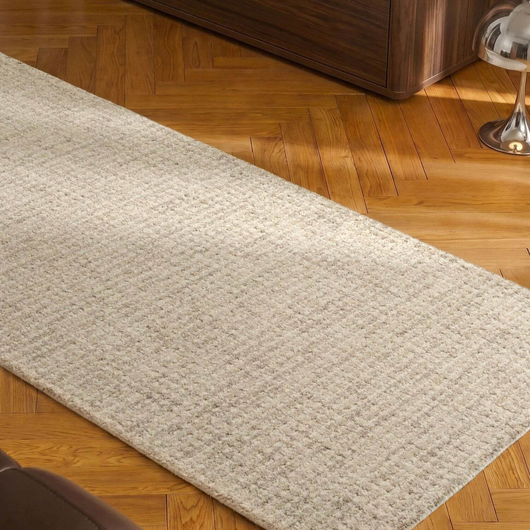 Eloise Woollen Cream Grey Rug, abstract design, natural, soft, durable material, eco-friendly, easy care rug.