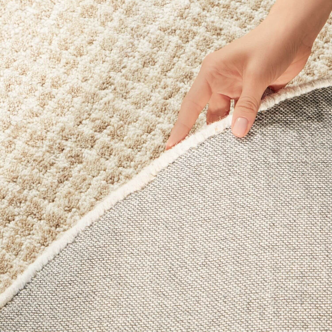 Hanse Home Eloise Wool rug, Cream brown colours, scandy style rug, abstract design, durable and soft rug, vacuum friendly | THE RUGS