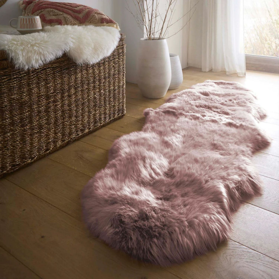 Genuine Rose Sheepskin Faux Fur Rug | Luxurious Home Decor