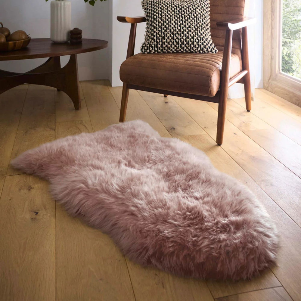 Genuine Rose Sheepskin Faux Fur Rug | Luxurious Home Decor