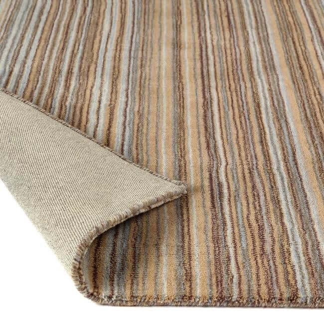 The Rugs Hand Made Striped Design Wool Rug | Green & Beige