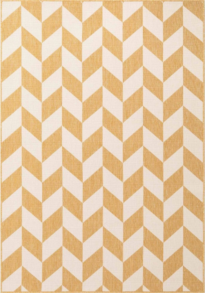 Patterned fabric with alternating yellow and white stripes on a textured background