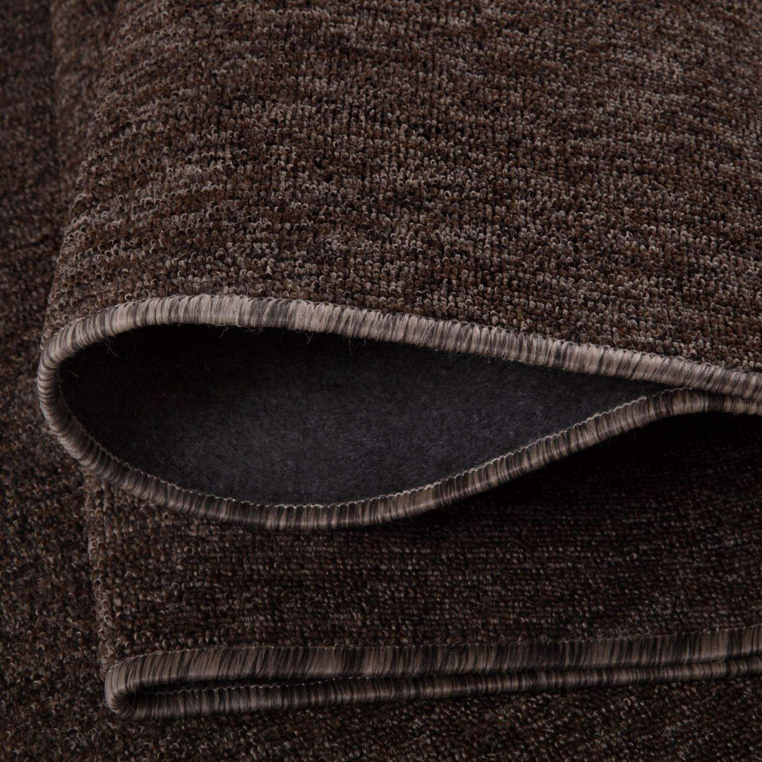 Brown Low Pile Area Rug Plain Design