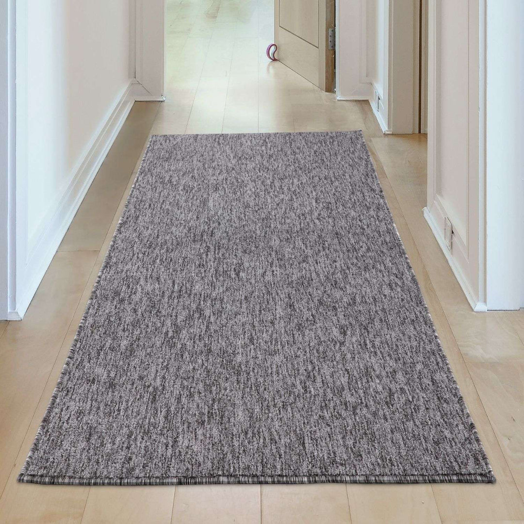  Grey Low Pile Area Rug Plain Design
