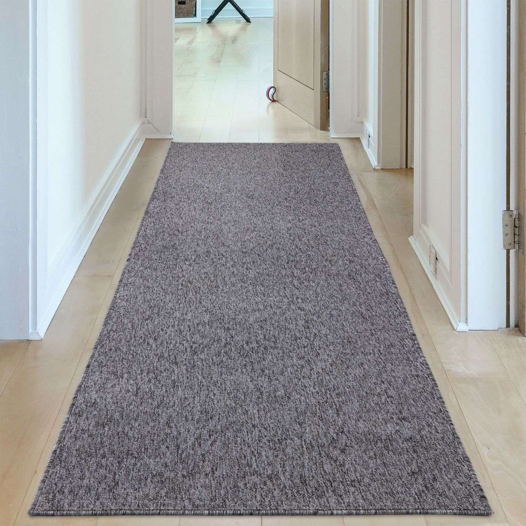  Grey Low Pile Area Rug Plain Design