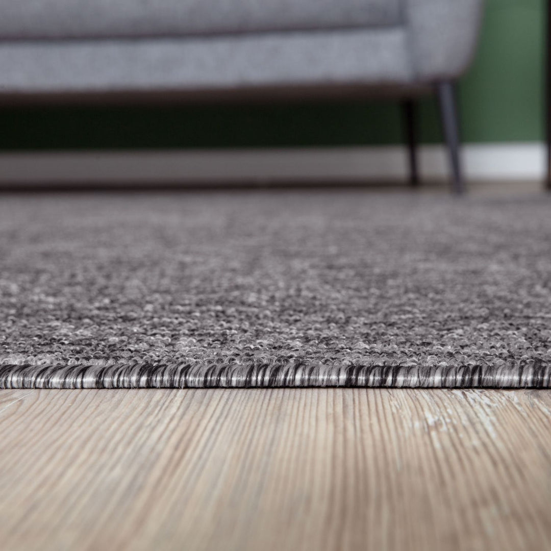  Grey Low Pile Area Rug Plain Design