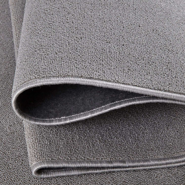 Silver Low Pile Area Rug Plain Design easy to clean