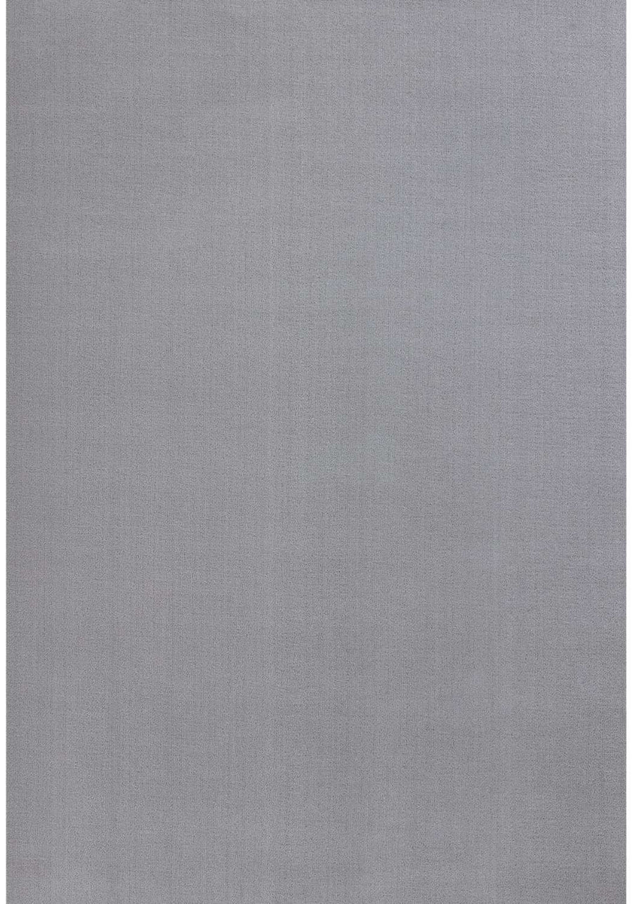 Silver Low Pile Area Rug Plain Design easy to clean