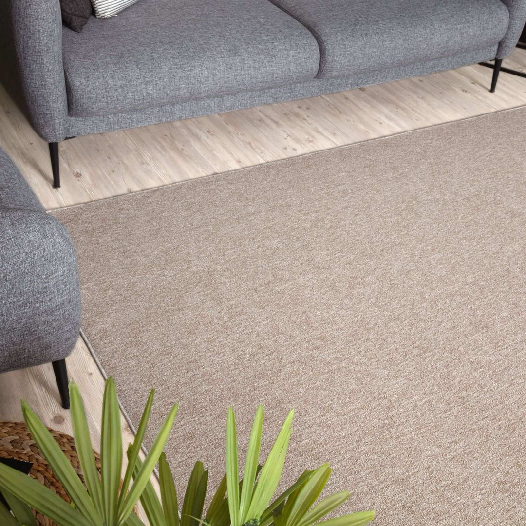 Beige Low Pile Area Rug Plain Design non-shedding