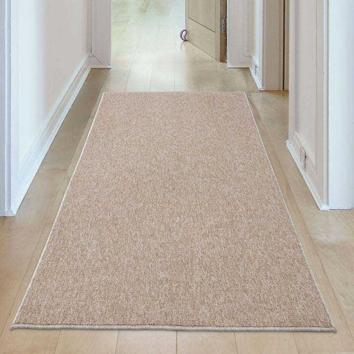Beige Low Pile Area Rug Plain Design non-shedding
