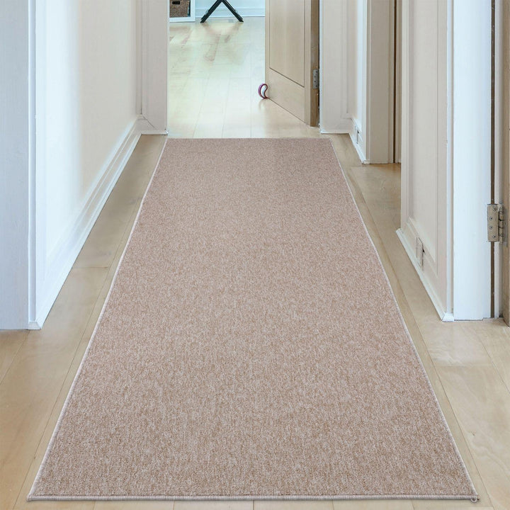 Beige Low Pile Area Rug Plain Design non-shedding
