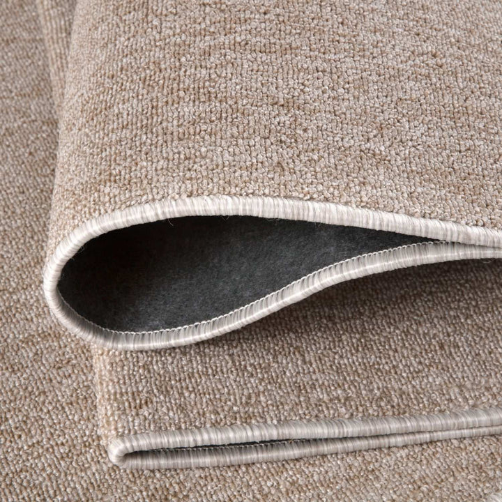 Beige Low Pile Area Rug Plain Design non-shedding