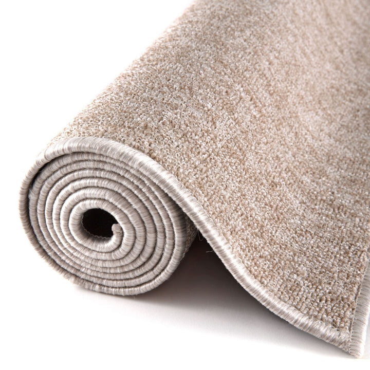 Beige Low Pile Area Rug Plain Design non-shedding