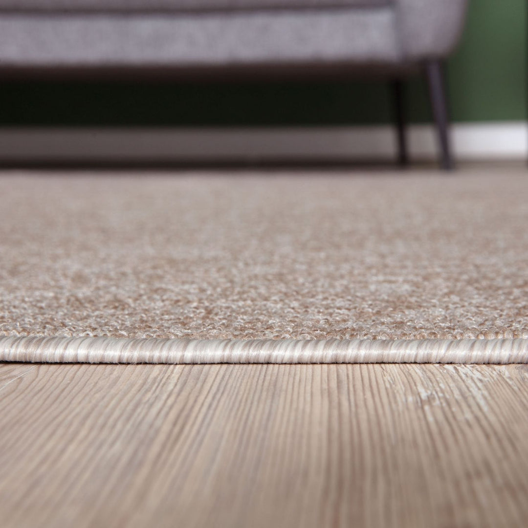 Beige Low Pile Area Rug Plain Design non-shedding