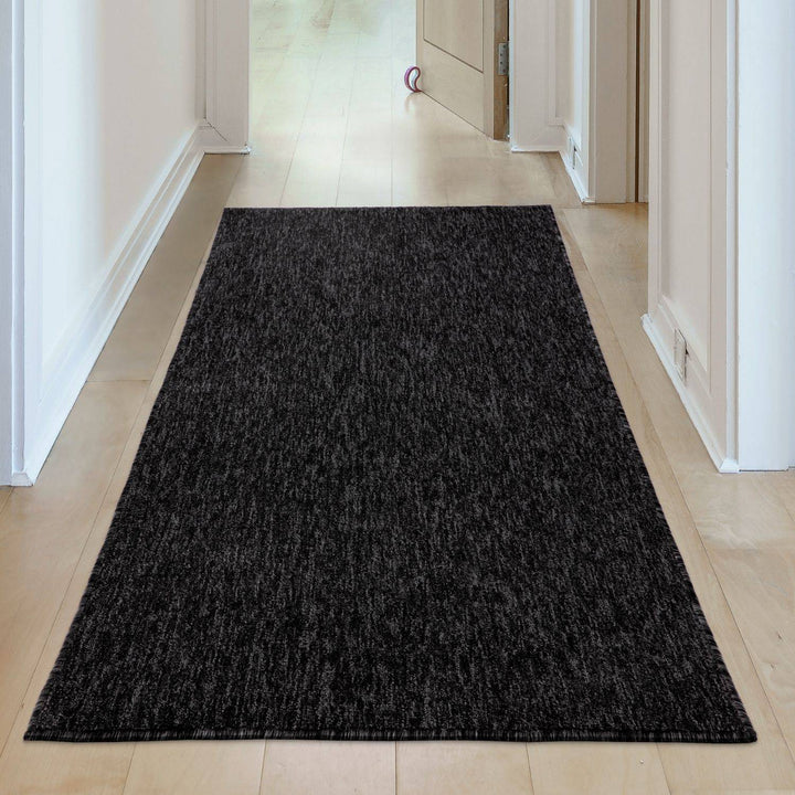 Dark Grey Low Pile Area Rug Plain Design