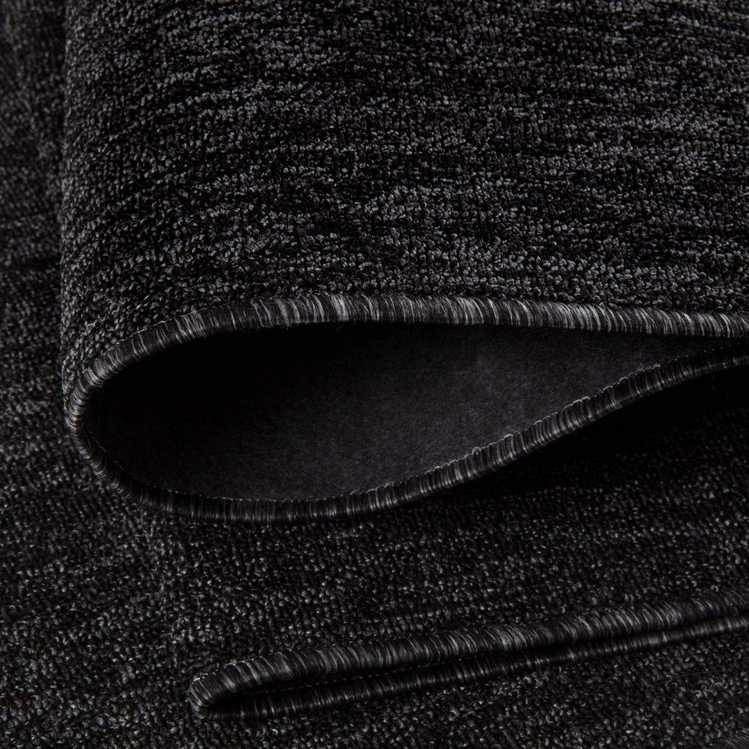 Dark Grey Low Pile Area Rug Plain Design