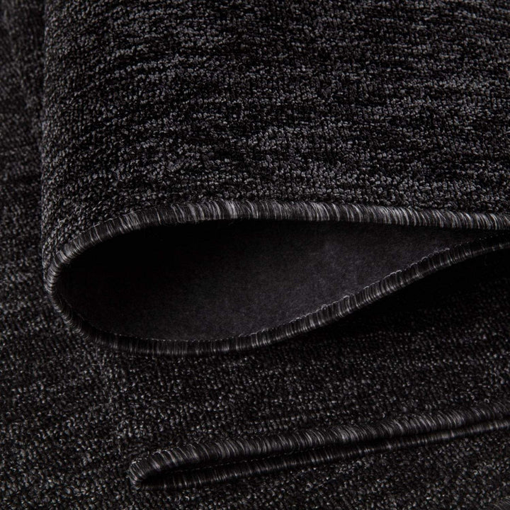 Dark Grey Low Pile Area Rug Plain Design