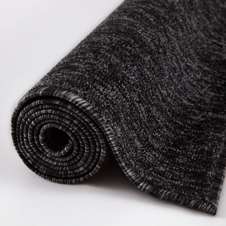 Dark Grey Low Pile Area Rug Plain Design