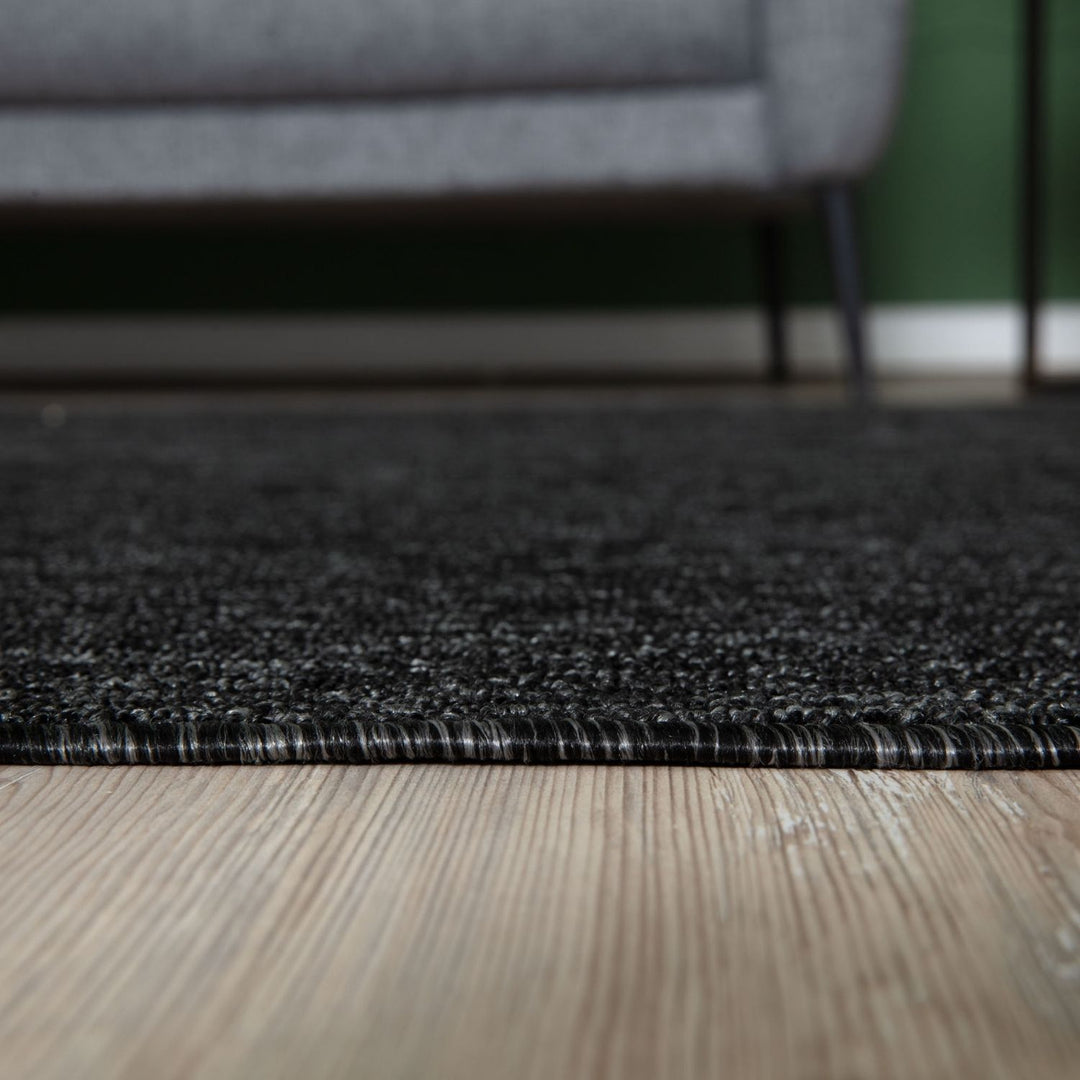 Dark Grey Low Pile Area Rug Plain Design