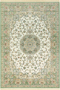 Oriental Velvet With Fringes Antik Nain Green Rug