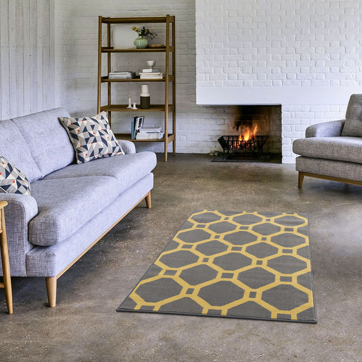 Gustavo Collection Modern Rugs in Yellow | 3220y